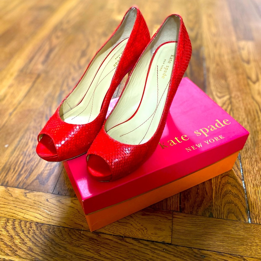 Kate Spade Red Snake Skin Heels